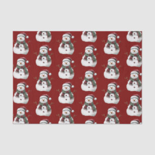 Papel De Seda Verdes Rojos Feliz Navidad Árboles Snowman