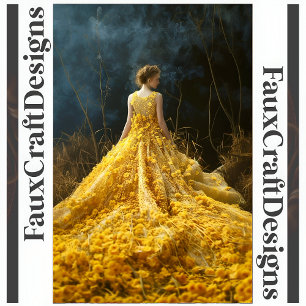 Papel De Seda Vestido Amarillo Flor Avant-garde Decoupage Derech