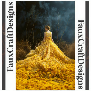 Papel De Seda Vestido Amarillo Flor Avant-garde Izquierda Decoup
