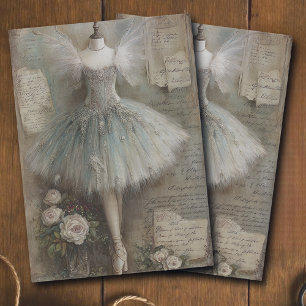 Papel De Seda Vestido Azul Plateado de Hada Invernal Victoriana