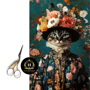 Papel De Seda Vestido de Gato Tabby Floral Victoriano Decoupage