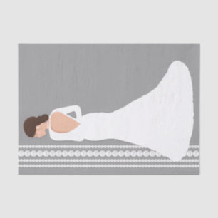 Papel De Seda Vestido de Novia Blanco Moderno & Perlas para Desp