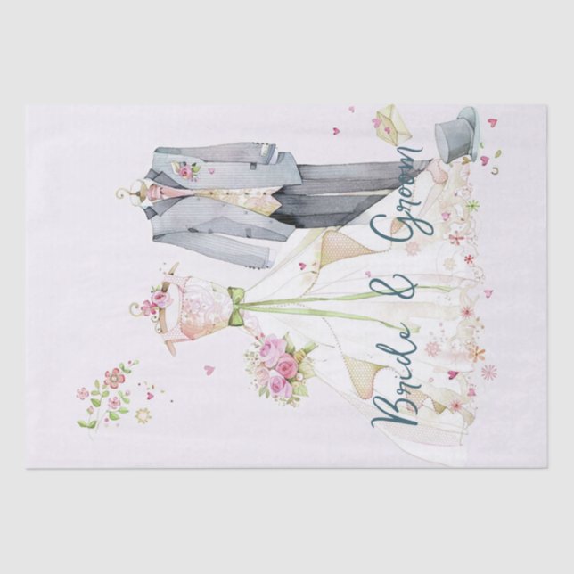 Papel De Seda Vestido de novia y novio (Anverso)