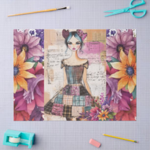 Papel De Seda Vestido Floral Vintage con problemas Ephemera