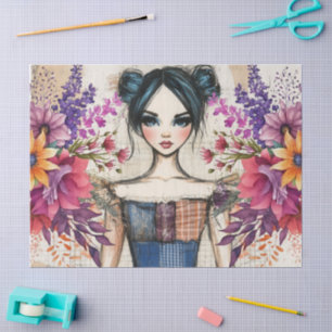 Papel De Seda Vestido Floral Vintage con problemas Ephemera