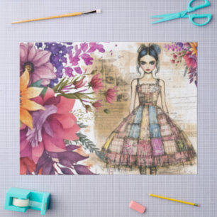 Papel De Seda Vestido Floral Vintage con problemas Ephemera