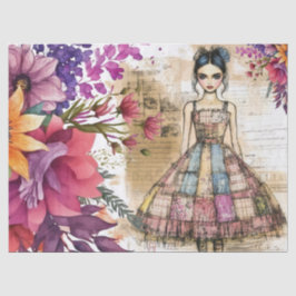 Papel De Seda Vestido Floral Vintage con problemas Ephemera