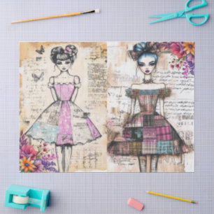 Papel De Seda Vestido Floral Vintage con problemas Ephemera