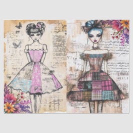 Papel De Seda Vestido Floral Vintage con problemas Ephemera