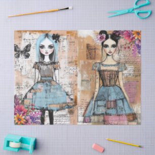 Papel De Seda Vestido Floral Vintage con problemas Ephemera