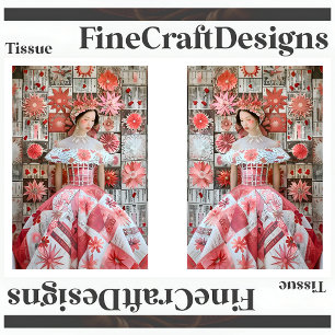 Papel De Seda Vestido rojo rosa Floral Quilt Decoupage R&L 156