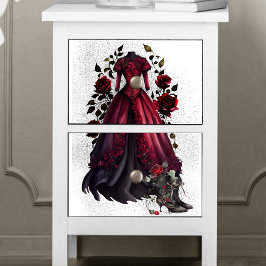 Papel De Seda Vestido rojo victoriano y tacones | Rosas antiguos