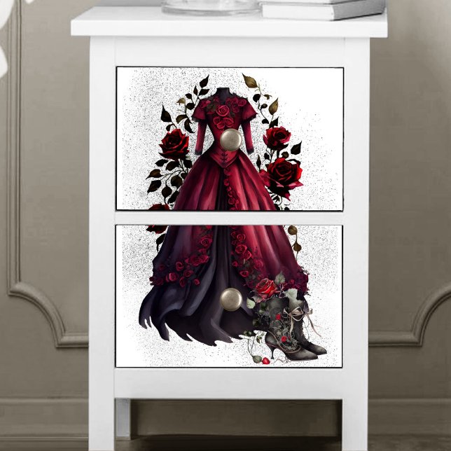 Papel De Seda Vestido rojo victoriano y tacones | Rosas antiguos (Subido por el creador)