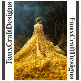 Papel De Seda Vestido vanguardista de flores amarillas de color 