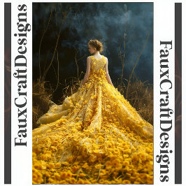 Papel De Seda Vestido vanguardista de la flor amarilla de la izq