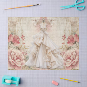 Papel De Seda Vestido victoriano de época afligido Ephemera