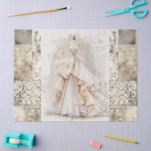 Papel De Seda Vestido victoriano de época afligido Ephemera