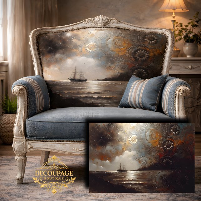 Papel De Seda Viaje de Barco Celestial Decoupage (Celestial Ship Journey Decoupage Tissue Paper)
