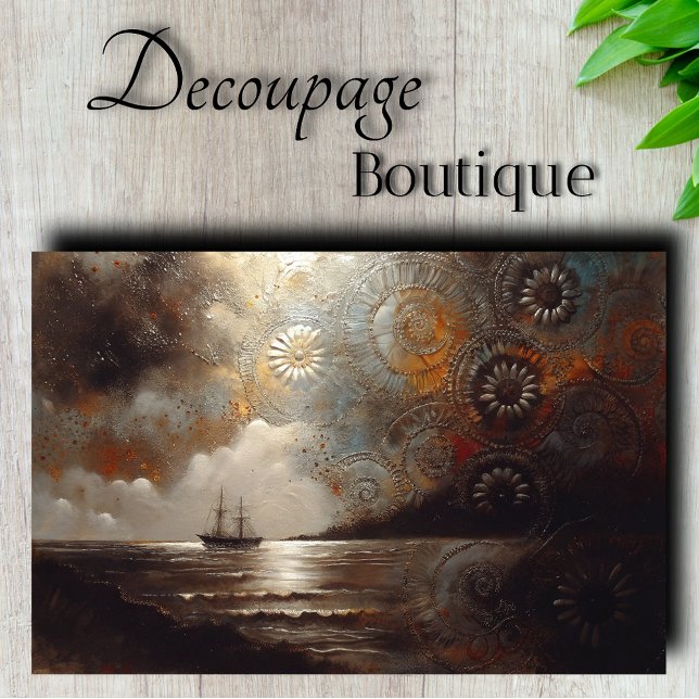 Papel De Seda Viaje de Barco Celestial Decoupage (Celestial Ship Journey Decoupage Tissue Paper)