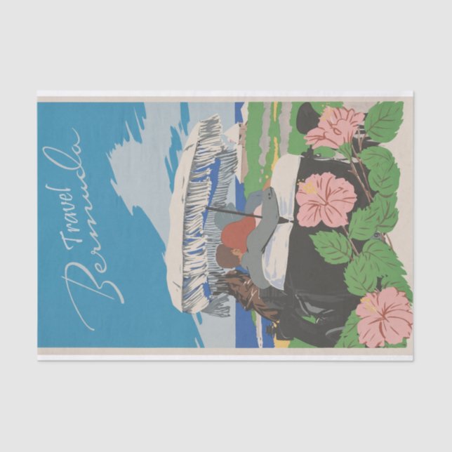 Papel De Seda Viaje de Ilustracion de época Bermuda (Anverso)