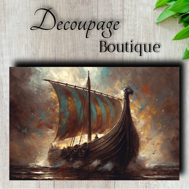 Papel De Seda Viaje en Barco Dragón Decoupage (Dragon Ship Voyage Decoupage Tissue Paper)