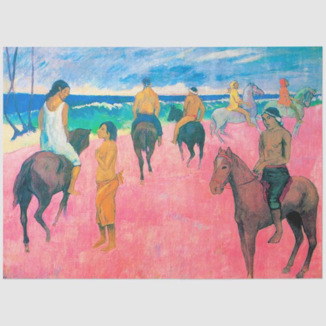 Papel De Seda Viajeros en la playa, Gauguin (Anverso)