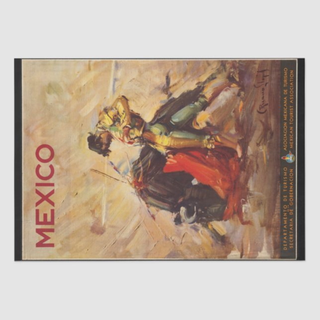 Papel De Seda Viajes de época México Bull Fighting Matador (Anverso)