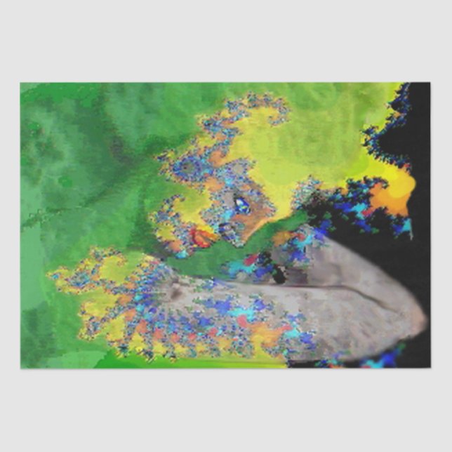 PAPEL DE SEDA VIBRACIONES DE MATERIA, SEÑORA EN FRACTALES AMARIL (Anverso)