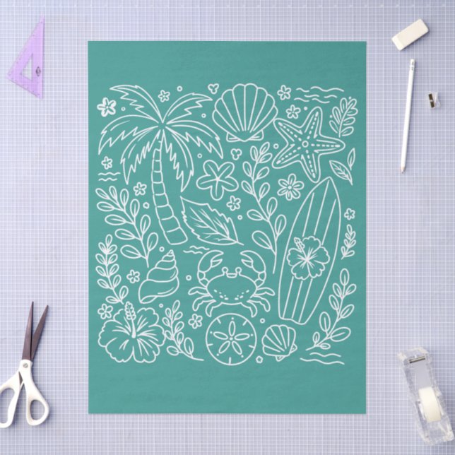 Papel De Seda Vibraciones de Playa Tropical (Artesanía)