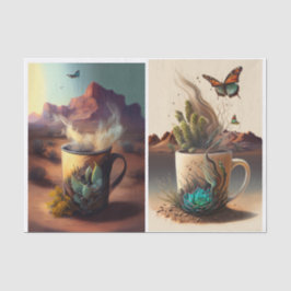 Papel De Seda Vibraciones del suroeste, café y cactus