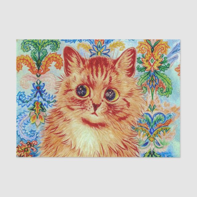 Papel De Seda Vibrant Gaze Psychedelic Ginger Cat by Louis Wain (Anverso)