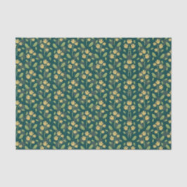 Papel De Seda Vibrant Green Pattern with Yellow Flowers & Leaves