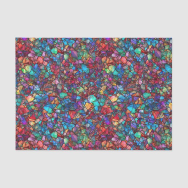 Papel De Seda Vibrant Rainbow Watercolor Mosaic Stained Glass  (Anverso)