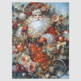 Papel De Seda Vibrant Rustic Floral Vintage Santa Decoupage 