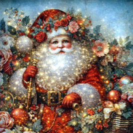 Papel De Seda Vibrant Rustic Floral Vintage Santa Decoupage 