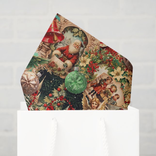 Papel De Seda Vibrant Victorian Christmas Collage (Bolsa de regalo)