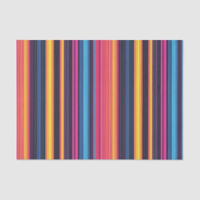 Papel De Seda Vibrante banda multicolor Patrón abstracto moderno (Anverso)