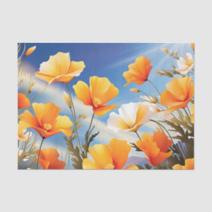 Papel De Seda Vibrante California Poppies Meadow