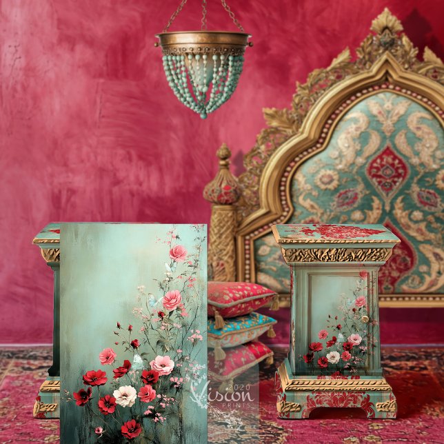 Papel De Seda Vibrante Campo de Carnaciones y mariposas florales (Vibrant Floral, Carnations and Butterflies Field, Decoupage Tissue Paper.)