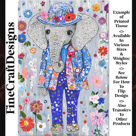 Papel De Seda Vibrante elefante floral colorido AT7 Descarga