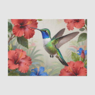 Papel De Seda Vibrante Hibisco Floral de Colibrí