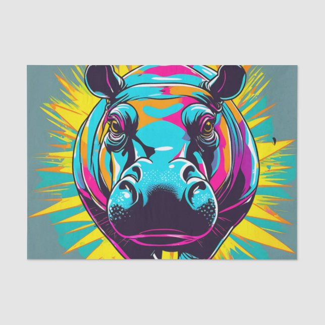 Papel De Seda Vibrante Hippo Animal (Anverso)