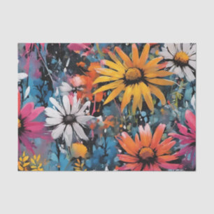 Papel De Seda Vibrante impresión de flores silvestres coloridas