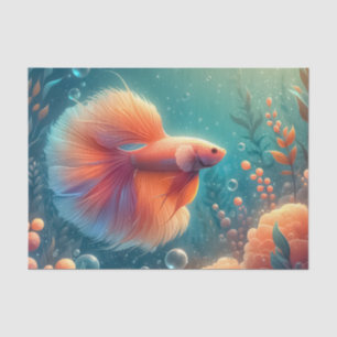 Papel De Seda Vibrante Naranja Betta Fish Decoupage