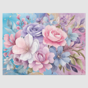 Papel De Seda Vibrante página de Aqua y Bouquets con flores rosa