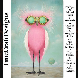 Papel De Seda Vibrante Pájaro Rosa Largo De Larga Cabeza 9 Desnu