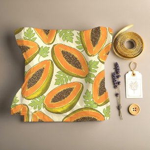 Papel De Seda Vibrante patrón de fruta y hoja de papaya tropical