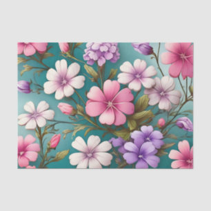 Papel De Seda Vibrante Patrón Flox Floral Elegante