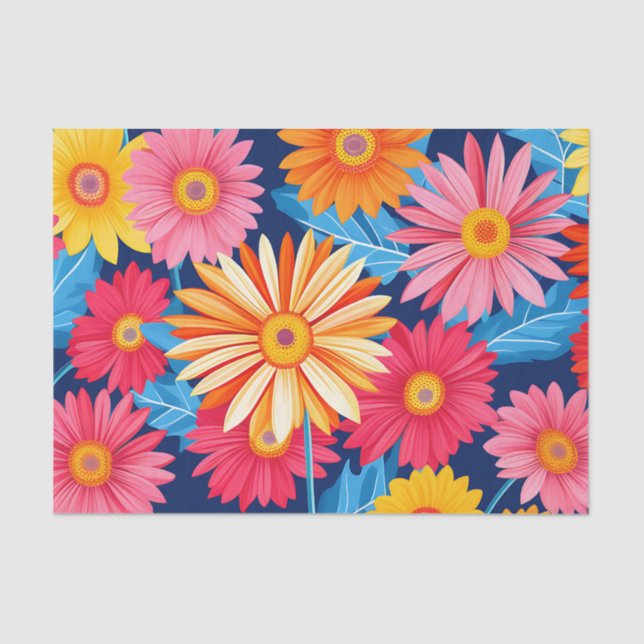Papel De Seda Vibrante planta de flores Gerbera Daisies (Anverso)
