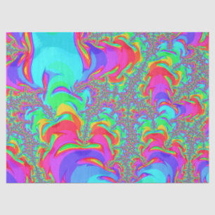 Papel De Seda Vibrante retro trippy Neon Rainbow Fractal Art